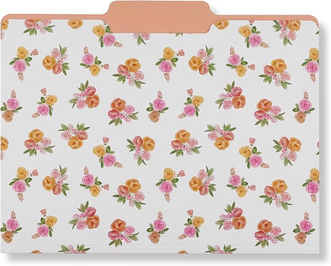 Steel Mill & Co Cute File Folders, Set of 9, Document Organizer for Filing Cabinet, Decorative Letter Size Files, Full Posey/Scattered Posey/Bold Floral