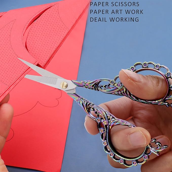 BIHRTC 4.5Inch Sewing Embroidery Scissors with Leather Cover Stainless Steel Sharp Tip Crafts DIY Tools Thread Snips Crochet Scissors for Embroidery Needlework Artwork Housework