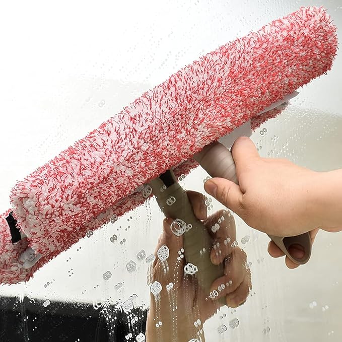 Sowind Multi-Purpose 12 inch Window Squeegee with 6.7inch-49.4inch Adjustable Aluminum Pole, Highly Absorbent Microfiber Window Scrubber for Window Cleaning,Car Cleaning.