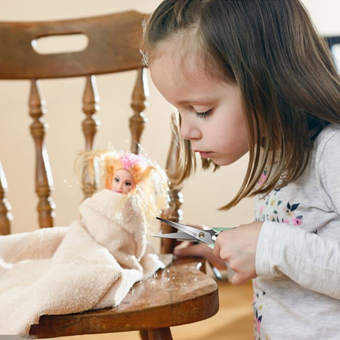 Gold Scissors, Stainless Steel Blade with Acrylic Handle, All Purpose Scissor for Office, School, Home, Fabric Shears, Tijeras (6.3" Green)