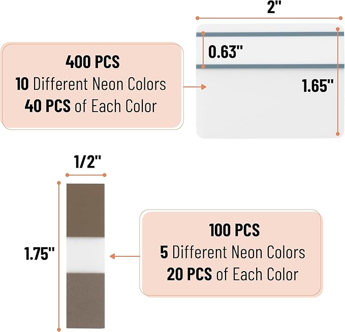 Mr. Pen- Sticky Index Tabs, 500 Pcs, 21 Sets, Colorful Sticky Tabs for Notebooks, Page Markers, Page Tabs for Binders, Page Tabs Sticky Tabs for Books, Notebook Tabs, Book Sticky Tabs for Notebooks