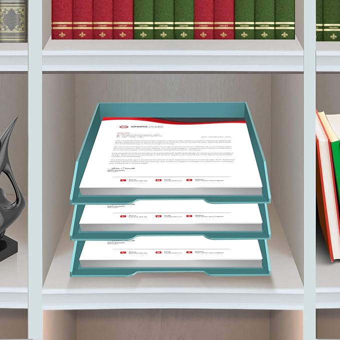 Acrimet Stackable Letter Tray Front Load, Letter Size, Plastic, Solid Green Color, 1 Unit