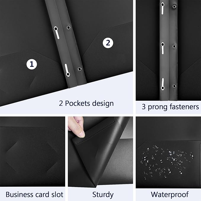 8 Pack Plastic Folders With 2 Pockets, Colorful Letter Size File Folders With Prongs and Business Card Slots for School Office