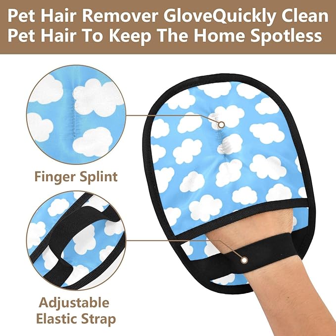 CHPGPUG Pet Hair Removal Glove for Cats & Dogs Reusable Cloud Print Pet Hair Removal Glove pet Hair Electrostatic Gloves