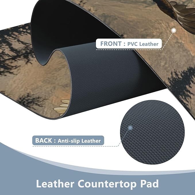 Mouse Pad Desk Mat Leather Desk Pad Large Gaming Desk Cover Protector Mat for Keyboard Computer Laptop Office Waterproof 35.4 x 16.5 Inch Bald Eagle Roses Mointains Orange