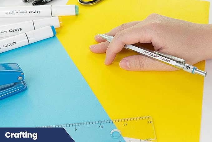 Pacific Arc Chromagraph Metal Mechanical Pencil .5 mm Silver Barrel Mechanical Pencil with Built In Lead Pencil Grade Indicator, Lead Pencil Holder for Drafting, Sketching, and Drawing