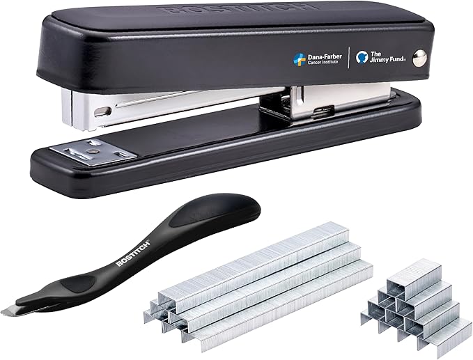 Bostitch Titan Heavy Duty Metal Stapler, 50 Sheet Capacity with 1250 Staples and Ergonomic Staple Remover, Jam Free Stapling, Full Strip Stapler for Desk, Office and Classroom, Black