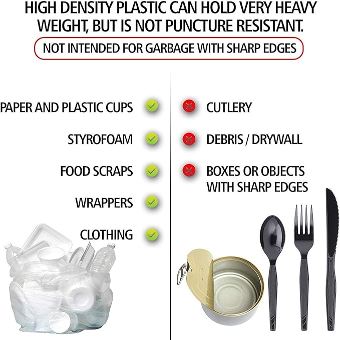 Aluf Plastics High Density Trash Bags, 16 Gallon, 4000 Count, 6 Micron (eq), 24" x 33", Clear, for Bathroom, Office, Industrial, Commercial, Janitorial, Municipal, Recycling