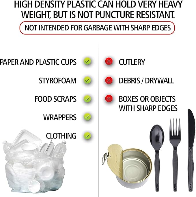 Aluf Plastics High Density Trash Bags, 16 Gallon, 1000 Count, 6 Micron (eq), 24" x 33", Clear, for Bathroom, Office, Industrial, Commercial, Janitorial, Municipal, Recycling