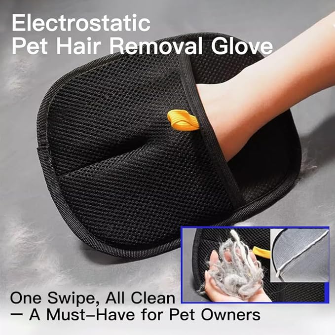 NALVIEVANA Pet Hair Removal Glove for Cats & Dogs, Reusable Electrostatic Pet Cat Dog Hair Remover Grooming Glove, Pet Hair Remover Tool for Clothing, Couch, Carpet, Car Seat (1PCS