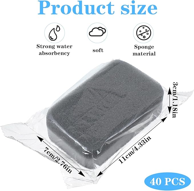 40 Pcs Individually Wrapped Sponges Kitchen Dishwashing Sponge Bulk, Non Scratch Dishes Scouring Pad Dishcloth, Odor-Free Sponge Wipes for Household Cleaning Dishes Travel Apartments, Grey