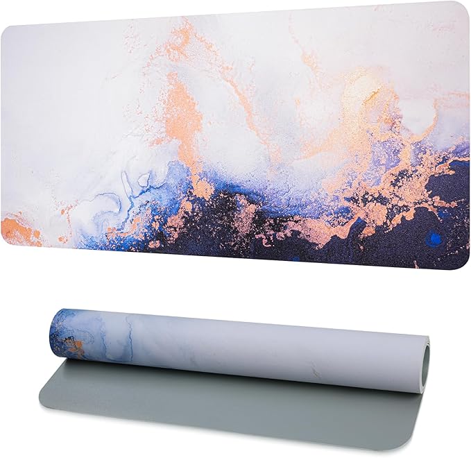 Desk Mat, Desk Pad Dual Leather Sided Desk Pad for Office and Home,Desk Organization and Accessories - Ideal for Large Mouse Pad and Desk Mats on Top of Desks (Blue White 31.5"x 15.7")