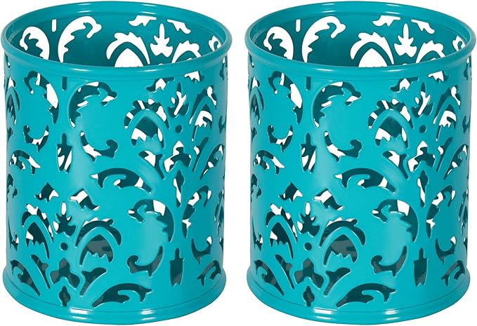 EasyPAG Dark Teal Pen Holder for Desk 2 Pack Metal Pen Holder Organizer Pencil Cup Holder for Home, Office, Classroom, School