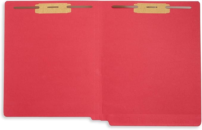 50 Red End Tab Fastener File Folders - Reinforced Straight Cut Tab - Durable 2 Prongs Designed to Organize Standard Medical Files, Receipts, Office Reports, and More - Letter Size, Red, 50 Pack