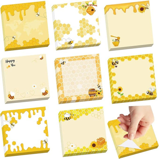 600Pcs Bee Sticky Notes, Self-Stick Bee Note Pads to Do List Memo Pads Cute Sunflower Bee Memo Notes Message Reminder for Bee Lovers Spring Summer Office Home School Supplies