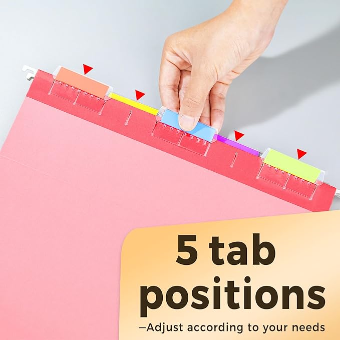 SUNEE Hanging File Folders, 50 Pack Letter Size Hanging File Folders with 1/5-cut Tabs, Stay Organized for Your Home and Office Bulk File, Documents and Paper,10 Assorted Colors