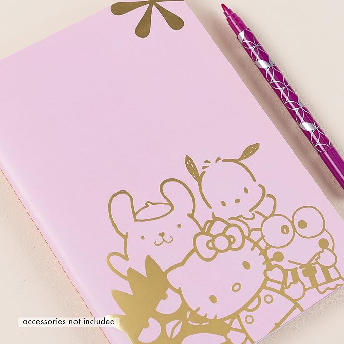 Erin Condren College Ruled Petite Journal - Hello Kitty and Friends Friendship Is Golden. 80 Lined Page Note Taking & Writing Notebook. Thick 80 lb. Mohawk Paper. Sewn-stitch binding