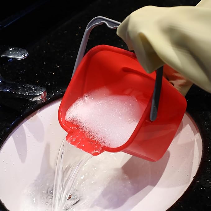 Lallisa 12 Pcs 3 Quart Cleaning Bucket Small Sanitizing Square Bucket Detergent Pail for Home Office Commercial Restaurant Kitchen Bathroom School (Red Green)