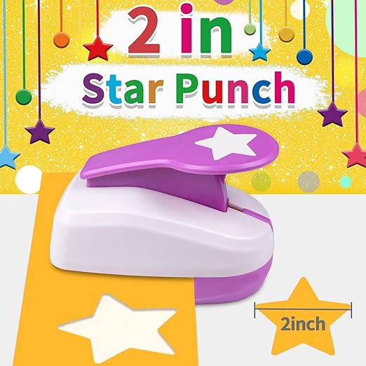 Star Hole Punch 2 inch, Star Paper Punch, Stars Shaped Hole Punch, Scrapbooking Punches, Stars Hole Puncher for Crafts, StarPunch Lever Paper Punch, Craft Punches for Scrapbooking, Card Making