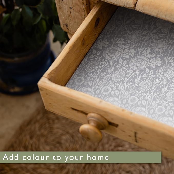 The Master Herbalist LILY OF THE VALLEY Scented Drawer Liners in a GREY William Morris Design | Pack of 5 Sheets (FOLDED) | Contains Essential Oils | Made in Britain