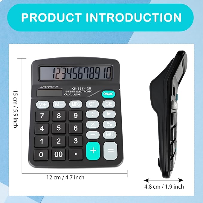 10 Pack Desktop Calculator 12 Digits Calculators with Large LCD Display Electronic Calculator Dual Power for Students Office School Home