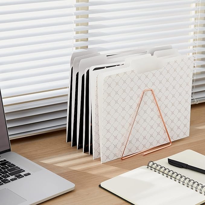 Y YOMA 12 Pack Rose Gold File Folders Letter Size Decorative File Folder Cute Pretty Colored Heavyweight Filing Folder File Organizers for Office School Home Desktop with 1/3-Cut Tab, Black & White