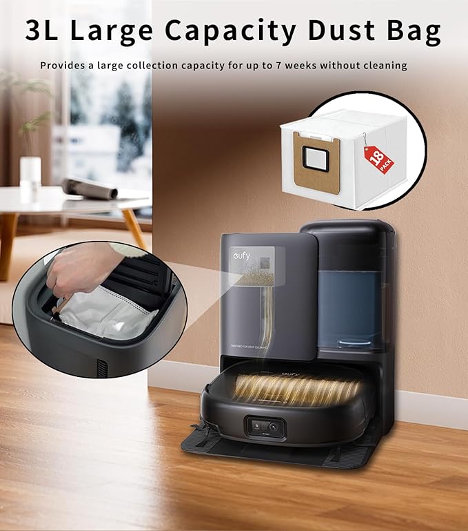 3L Large Disposable Dust Replacement Vacuum Bags for E28 Omni/E25 Omni Robot Vacuum,Dirt Disposable Replacement Vacuum Bag (E25/E28 Dust Bag x18)