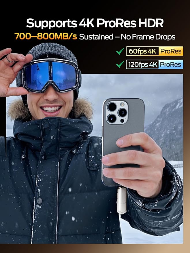 MOVE SPEED USB Drive 256GB External SSD 1000MB/s USB 3.2 Gen2+USB C Dual Ports Portable Zinc Alloy Thumb Drive Stick, External Drive with Metal Casing for iPhone 15/16/17 Series/Mac/Android Phone