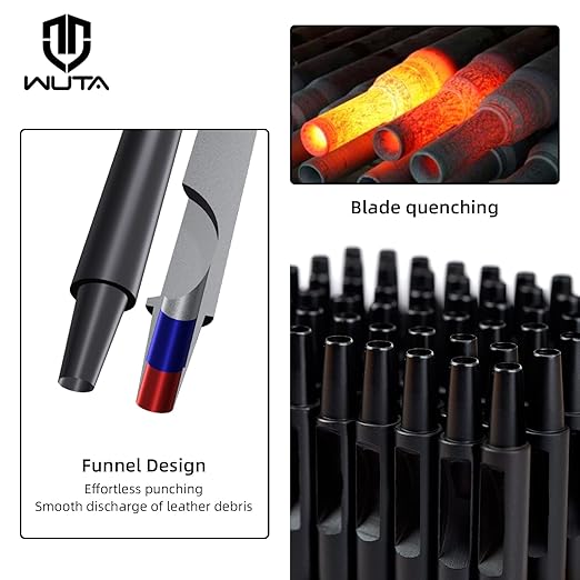 WUTA Leather Punches Round Hole Puncher Plating Titanium Hollow Punching Tool Working for Watch Band, Fabric, Plastic (10pcs 3.5m Hole Punch)