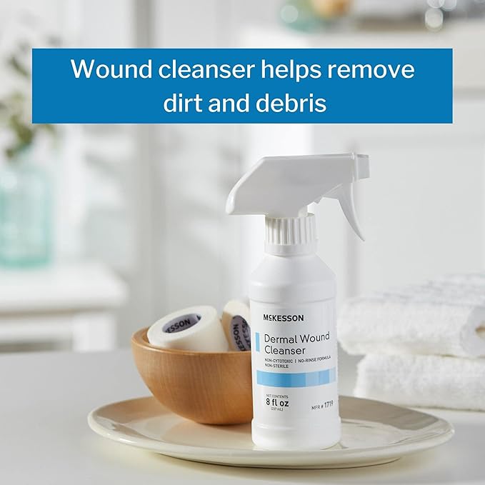 McKesson Dermal Wound Care Cleanser Spray, 8 oz [6 Count] First Aid Wash Solution for Minor Injuries, Cuts, Burns, Scrapes, Sores