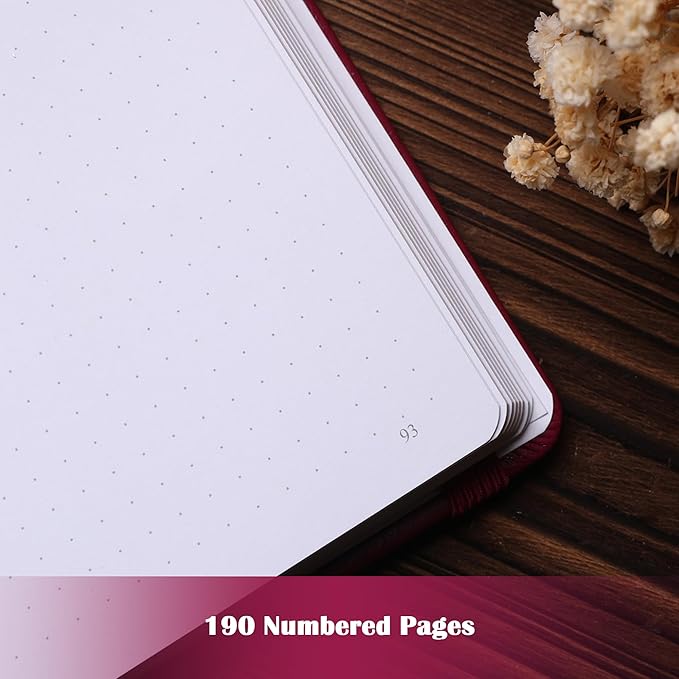 Bullet Dotted Notebook for Women Men, 190 Numbered Pages Journal, A5 Butterfly Floral Journals for Writing, Aesthetic Notebooks, Work School Note Taking, 5.4" x 8.4"