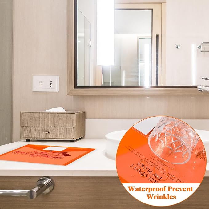 Lincia 24 Pcs Plastic Envelopes A4 Size Poly Envelopes File Folders Work Document Holder Office Paper Plastic File Organizer with Label Pocket Snap Button Home Bag for School(Clear Orange)