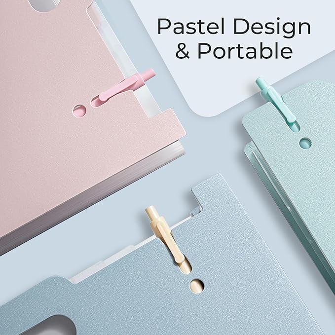 Y YOMA 2 Pack Accordion File Organizer with Handle 12 Pockets Expanding File Folder with Removable Tabs for A4 Letter Size Paper Portable Plastic Filing Organizer Document Bill Receipt Holder, Grey