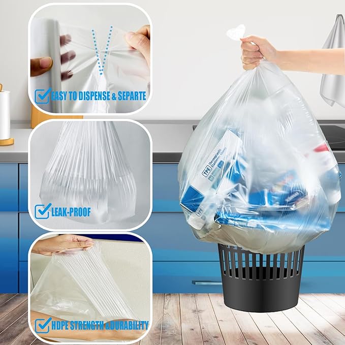 BEIDOU-PAC 55-60 Gallon Trash Bags, 150 Count Bulk, Heavy Duty Clear Plastic Recycling Garbage Bags, Multi-purpose Can Liners for Business Home Commercial, Industrial Contractors, Storage, Outdoor