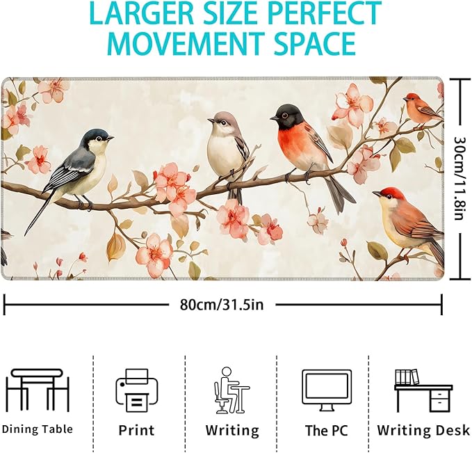 Gaming Mouse Pad, Fish Mouse Pad, Desk Mat, Non-Slip Rubber Base MousePads for Computers Laptop Office School Home Accessories Decor 31.5" x 11.8"