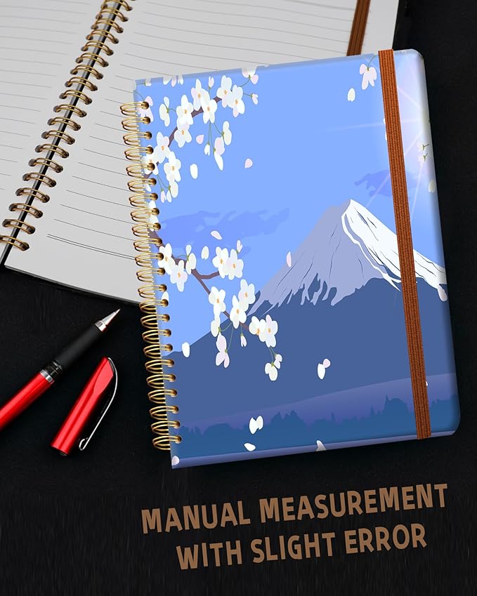 Ruled Spiral Writing Notebook,A5 Hardcover Lined College Journal for Women,Strong Twin-Wire Binding with Premium Paper,8.4" X 6",Perfect for School,Office,Home(Cherry Tree Mountain)