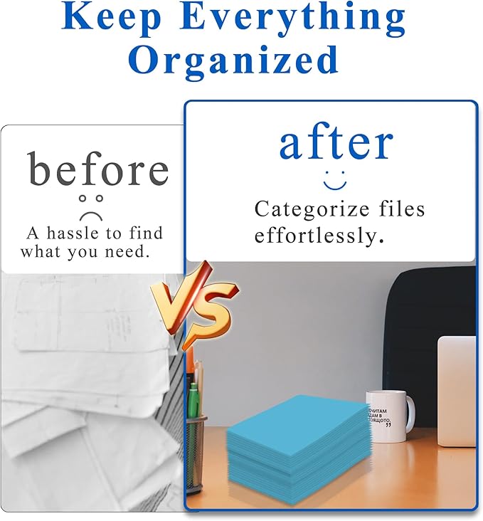 Zzrywuty File Folders with Pockets Letter Size, 50-Pack Paper Folders with Card Slot, Two Pocket Folders for School Students, Businessmen, Home and Office Workers（Light Blue）