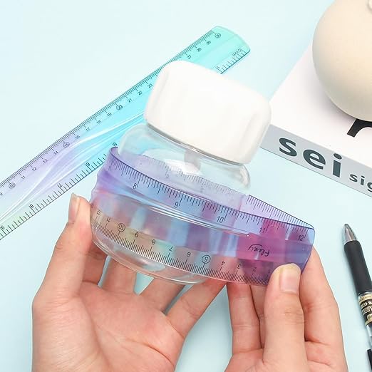 2 Pcs Flexible Ruler, 12 Inch Bendable Ruler for Kids, Soft Plastic Ruler, Kids Ruler for School, Gradient Colored Flex Ruler, Soft Ruler for Kids, Students Classroom with Centimeter and Inch