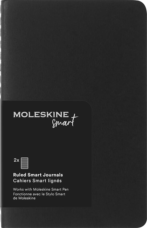 Moleskine Smart Cahier Journal, Soft Cover, Pocket (3.5" x 5.5") Ruled/Lined, Black, 56 Pages - Compatible w/ Moleskine Smart Pen