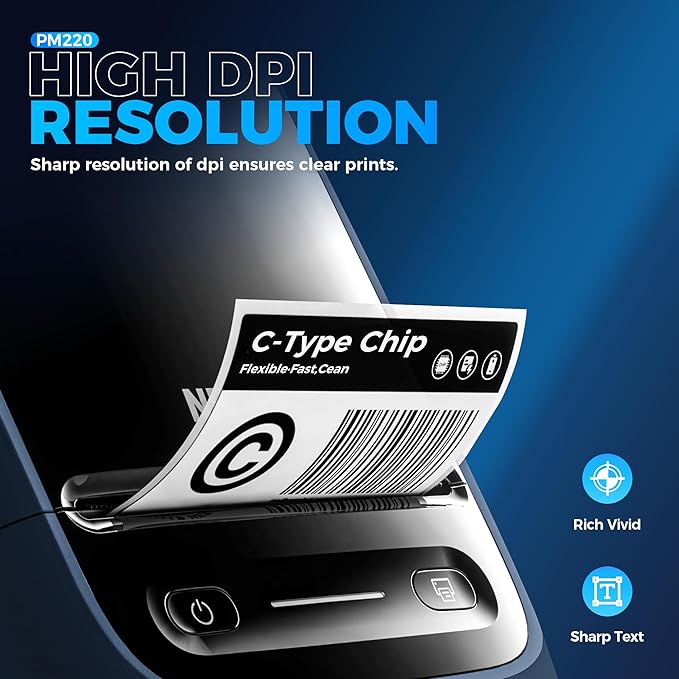 Nelko Label Maker Machine with Tape, PM220 Bluetooth Label Printer, 2 Inch Portable Thermal Printer for Small Business, Address, Logo, Clothing, Sticker Maker for Phones & PC, Navy Blue