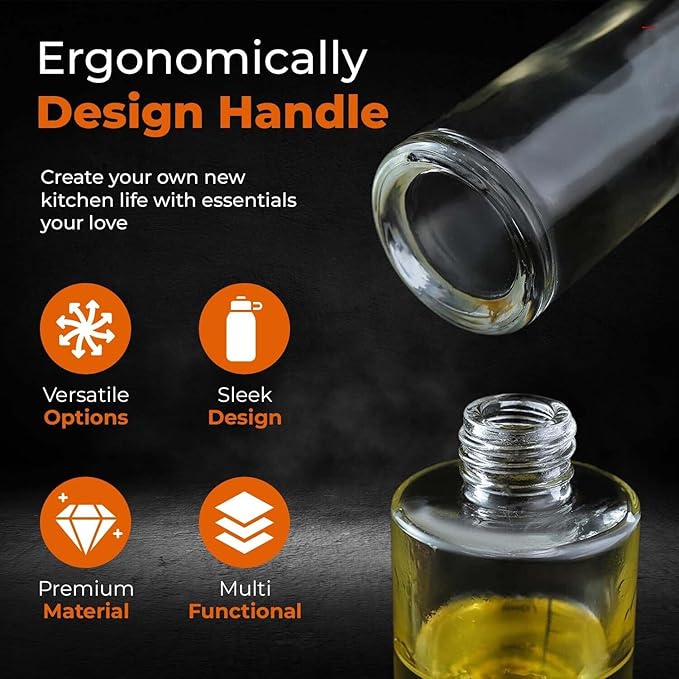 VIGOR PATH Oil Sprayer Mister - 100ml Stainless Steel Cooking Oil Sprayer Bottle for Air Fryer, BBQ, Salad, Baking, and Roasting - Refillable Oil, Vinegar, Sprayer for Kitchen Gadgets - Pack of 2