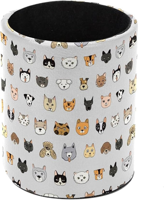 Cats and Dogs Animal Pencil Holder, Pencil Cup for Desk, Makeup Brush Holder Cup for Kids Desk Organizer for Office, Classroom, Home