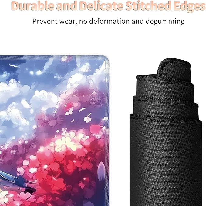 Desk Mat Large Gaming Mouse Pad (31.5x11.8 inch) with Stitched Edges, XL Mouse Pad +Coaster, Extended Mouse Mat Keybroad Mousepad Non-Slip Rubber for Gamer Men Women, White Deer