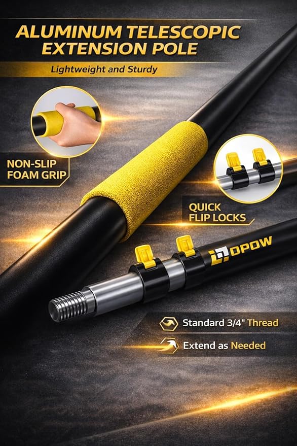 5-18 FT Long Telescopic Extension Pole, Multi-Purpose Aluminum Alloy Telescoping Rod with Universal Twist-on Metal Tip Flip-Lock Design, for Painting Cobweb Dusting, Window Cleaning, Christmas Lights