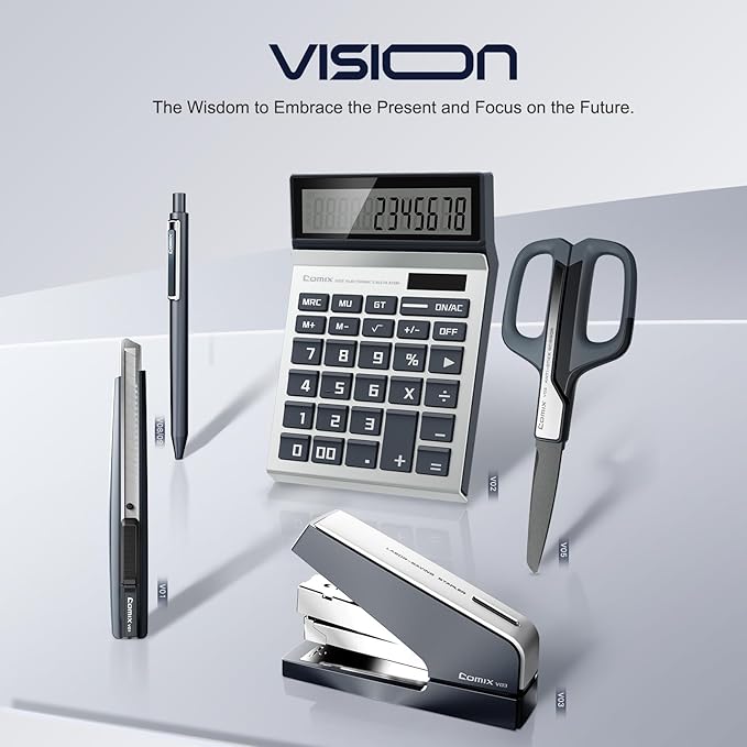 Comix 7-Inch Craft Scissors, Stainless Steel Blades, Ergonomic Handles, Ideal for Arts, Crafts and Office Use, Blue & Silver