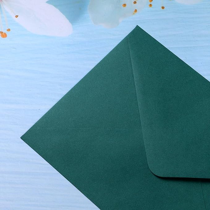 PONATIA 50 PCS/Pack A7 Emerald Green Envelopes, 5.25x7.5'', Perfect For 5x7'' Weddings Invitation Cards, Graduation, Acrylic Invitations, Photos, 5x7'' Envelopes For Invitations