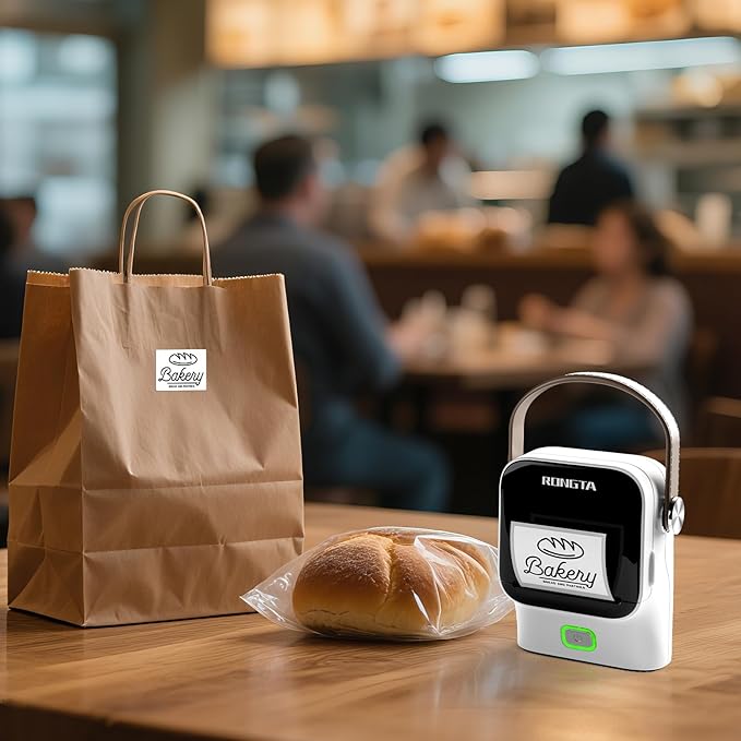 Rongta Bluetooth Label Maker Machine with Tape,Portable Wireless Labeler Machine,Handheld Sticker Maker for Barcode Labels,Home School Supplies,USB Rechargeable,Compatible with iOS/Android, White