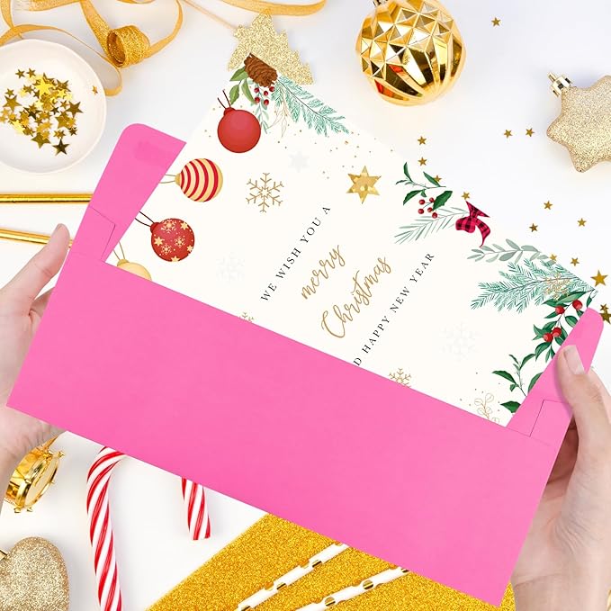 50 Pack Rose #10 Business Envelopes, Standard Envelopes Self Seal, 4 1/8 x 9 1/2 Inch Letter Size Business Mailing Envelopes for Checks Invoices Statements Baby Shower Wedding Birthday