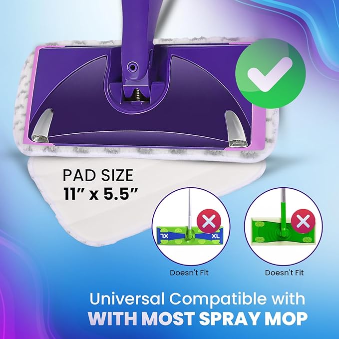 3pcs of Universal 11-inch Velcro Type Reusable Floor Mop Pads Compatible with Swiffer Wet Jet Refills Machine Washable Thick Microfiber Wet Pads for Hardwood and Household Cleaning Supplies (3pcs)
