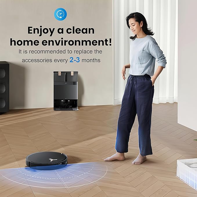 24 Pcs Replacement Parts Compatible with Ecovacs Deebot T50 Max Pro Omni Robot Vacuum, Include 1 Main Brush, 6 Dust Bags, 4 Filters, 6 Side Brushes, 6 Mop Pads and 1 Cleaning Tool